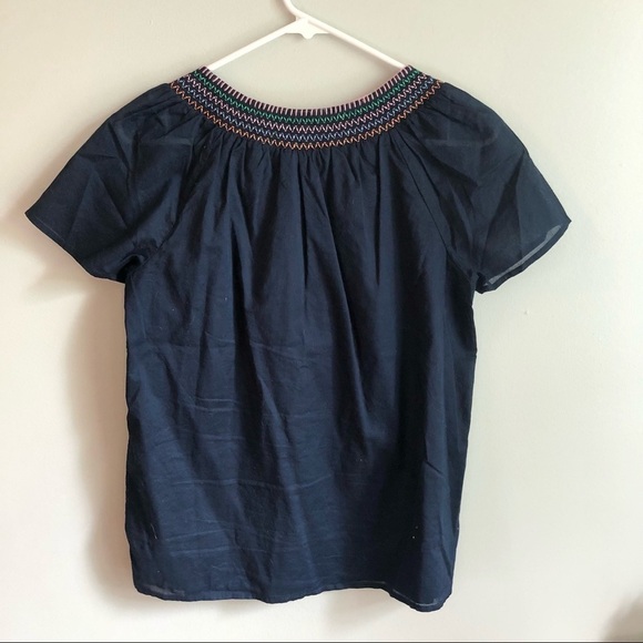 Talbots Floral Embroidered Top Short Sleeve 100% Cotton Blue Colorful Sz Small - Picture 4 of 10